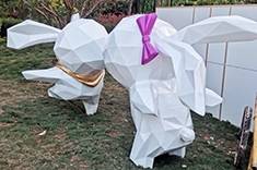 玻璃鋼網紅幾何兔子鏤空云朵雕塑小區酒店公園廣場景觀裝飾雕塑
